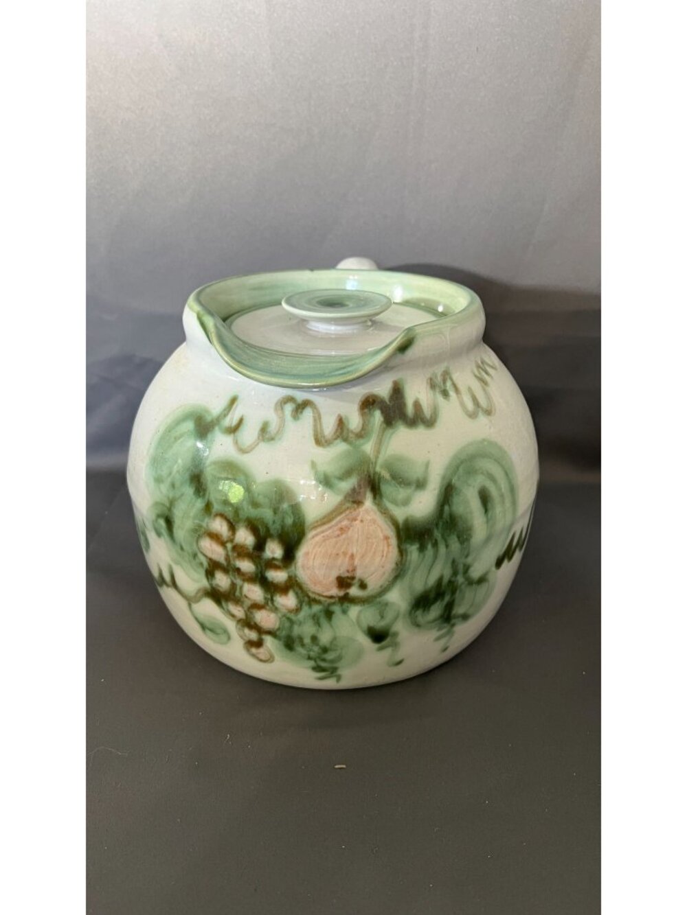 John B. Taylor Handcrafted Pottery Pitcher/Bean Pot With Lid – Harvest Theme - Picture 2 of 12